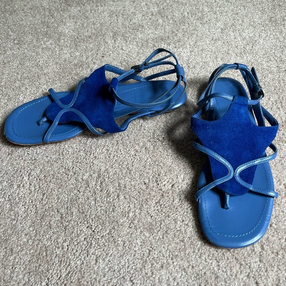 Jil Sander Shoes - Jil Sander Purple Suede & Leather Strappy Ankle Strap Thong Sandals 37.5 (7.5)
